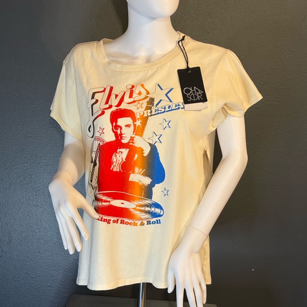 Chaser Brand Elvis Presley Graphic T-Shirt - Cream Sz XS